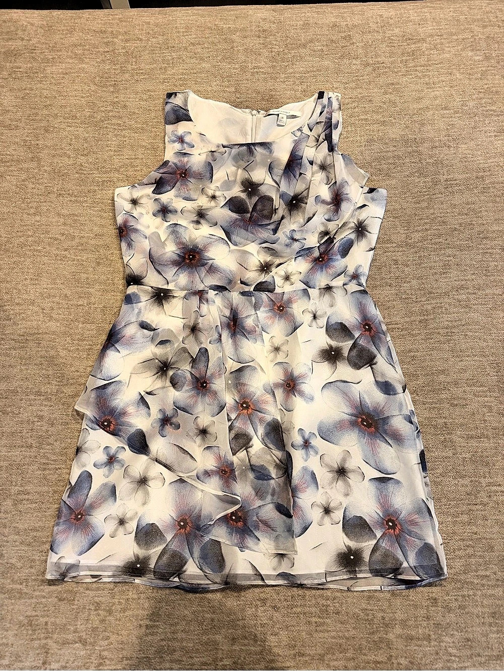 Lauren Conrad Floral Mini Dress in Blue & White Size 14